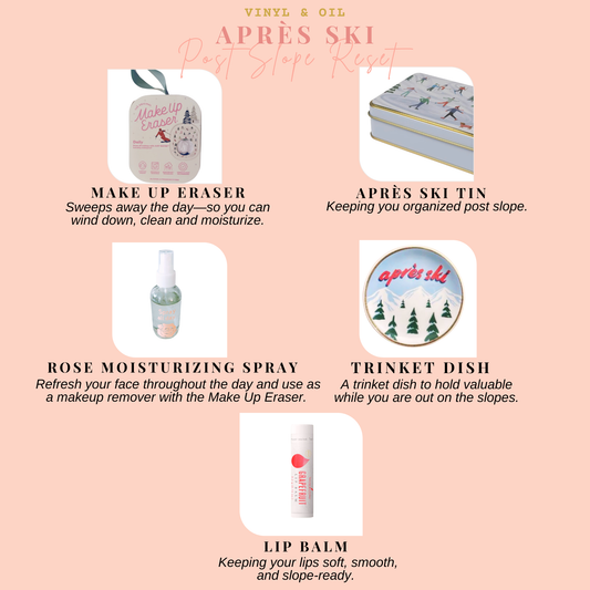 Après Ski post-slope reset gift bundle featuring skincare and winter accessories