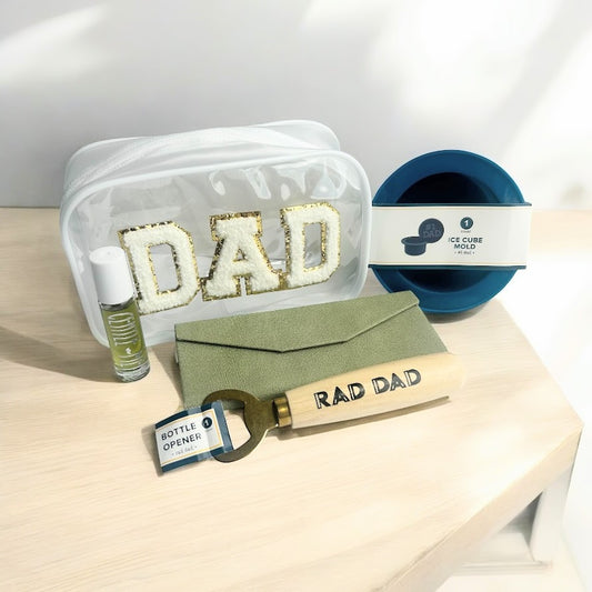 Dad wellness gift bundle with naturally-inspired self-care products and practical wellness essentials from Vinyl & Oil