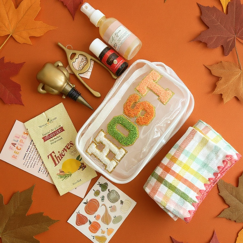 Friendsgiving hostess gift bundle with fall wellness, home and entertaining gifts in a reusable HOST bag.