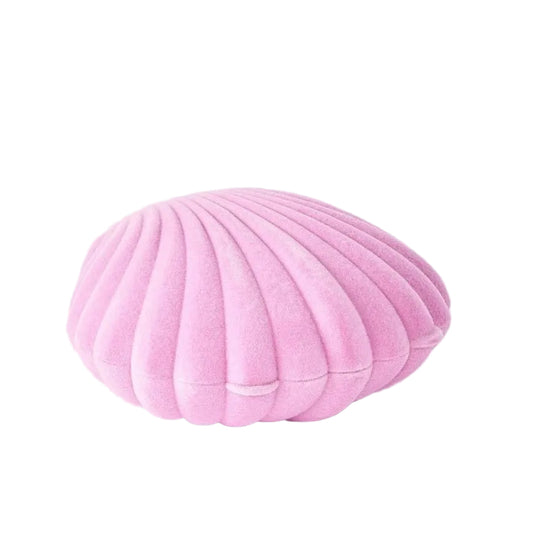 Pink velvet seashell jewelry box and trinket case, a whimsical gift for beach lovers, bridesmaids, birthdays, and special occasions.