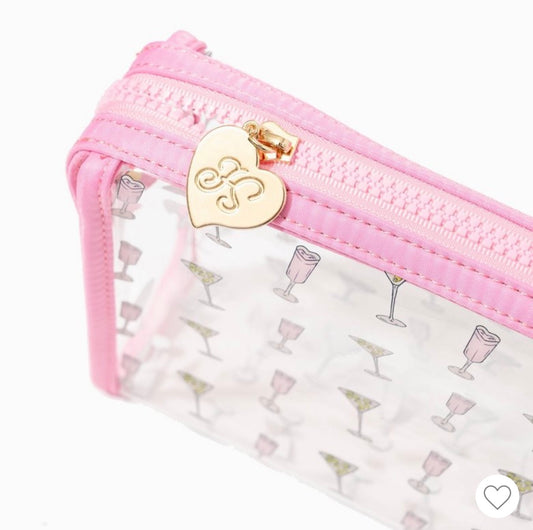 Cocktail Print Clear Vinyl Cosmetic Bag | Vinyl Travel Pouch for Gifts & Spa Bundles