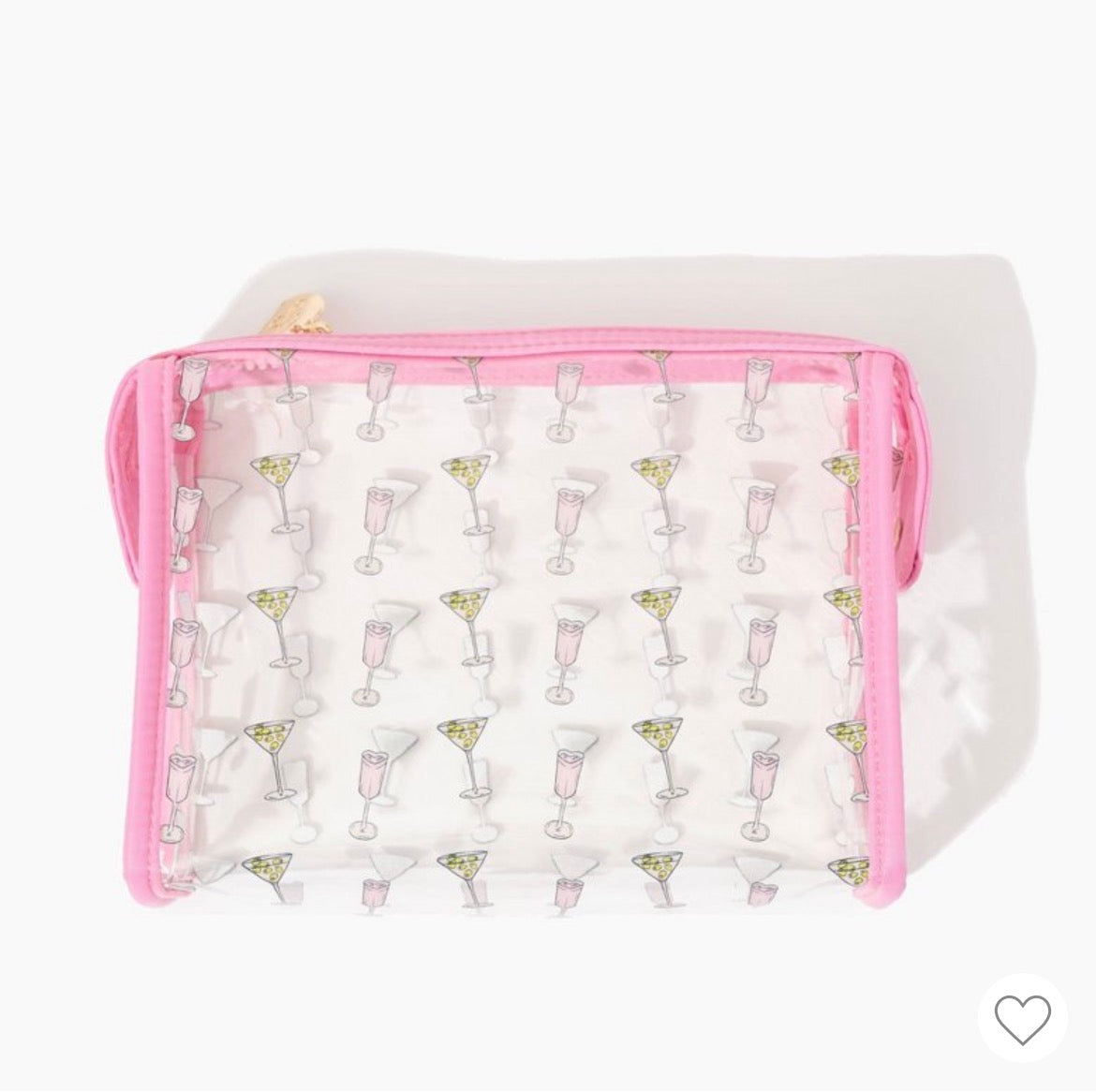 Cocktail Print Clear Vinyl Cosmetic Bag | Vinyl Travel Pouch for Gifts & Spa Bundles
