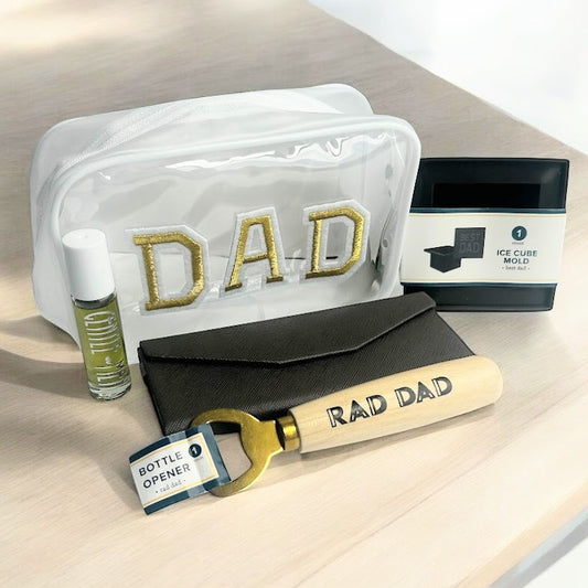 Dad wellness gift bundle with naturally-inspired self-care products and practical wellness essentials from Vinyl & Oil