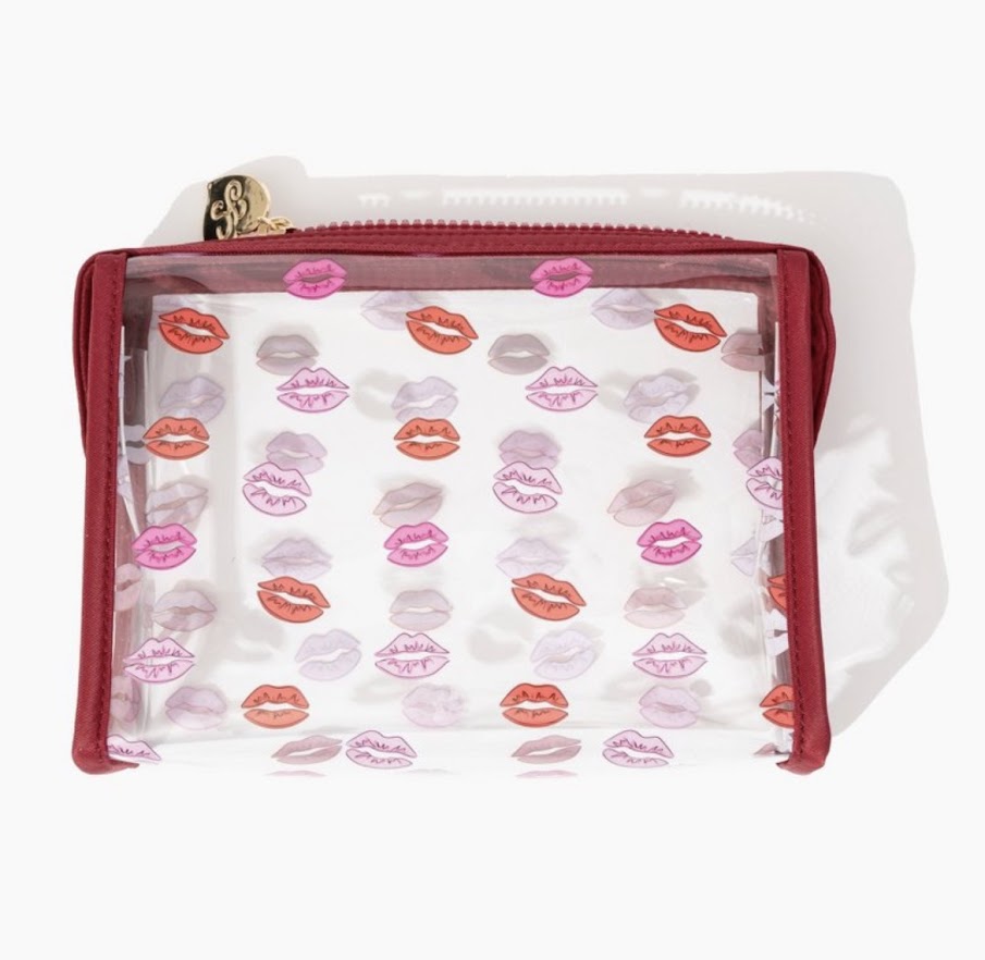 Lip Print Clear Vinyl Cosmetic Bag | Vinyl Makeup Pouch for Travel & Gift Bundles