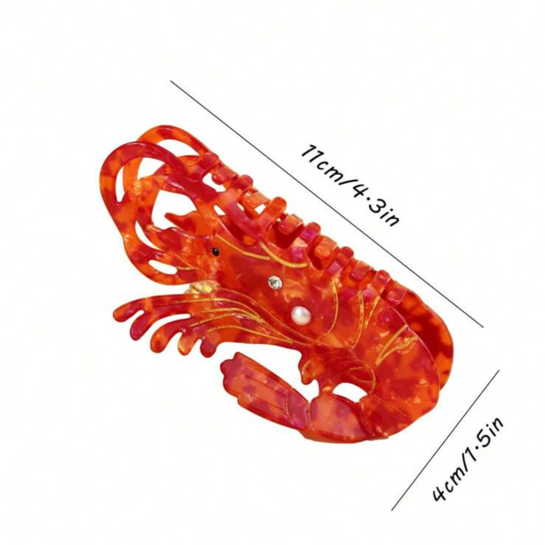 Cute red shrimp hair accessory with claw clip closure for summer styling