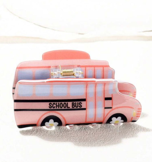 School bus hair clip fun teacher gift hair accessory for back-to-school season and classroom gifts.