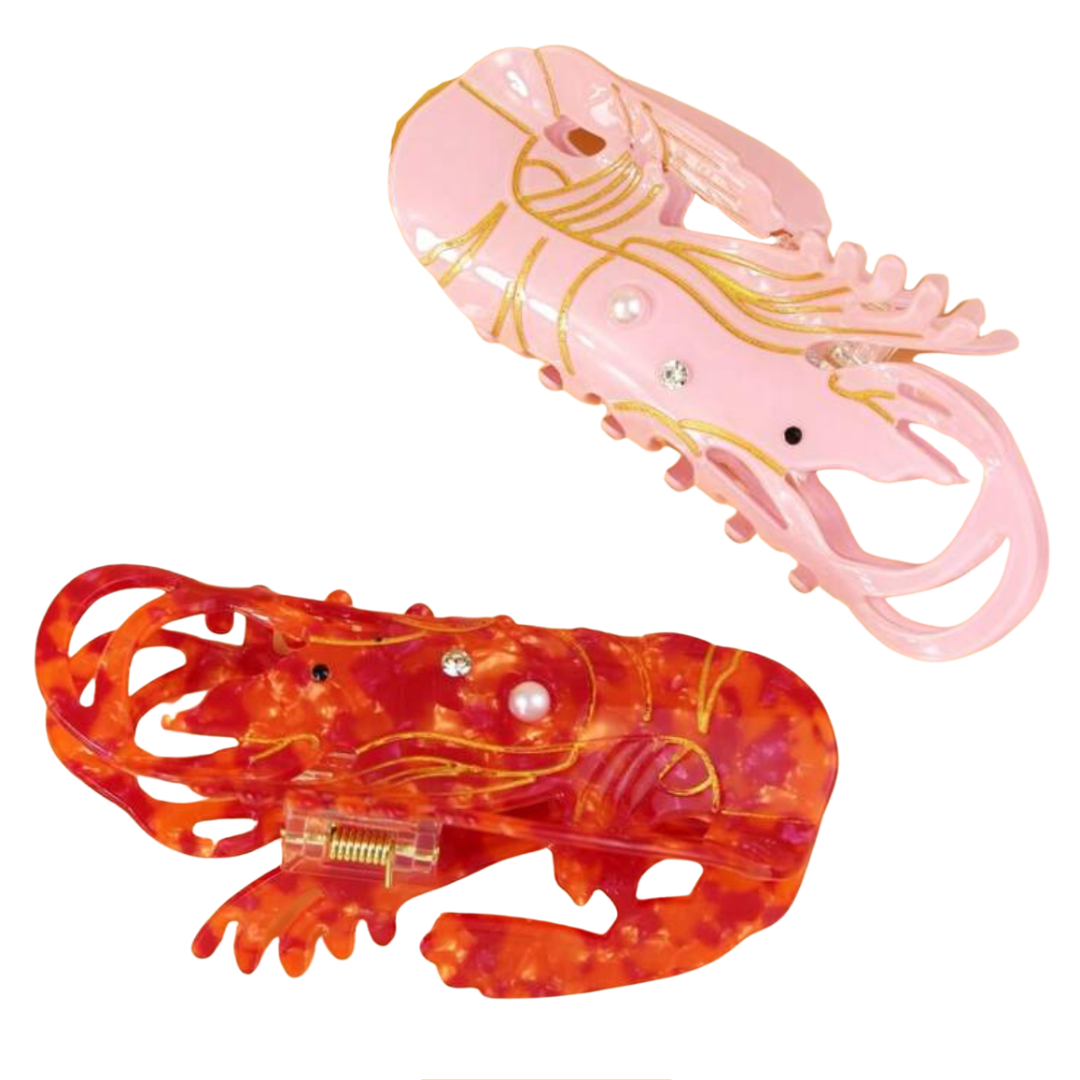 Novelty shrimp hair clip for coastal girls and summer hairstyles