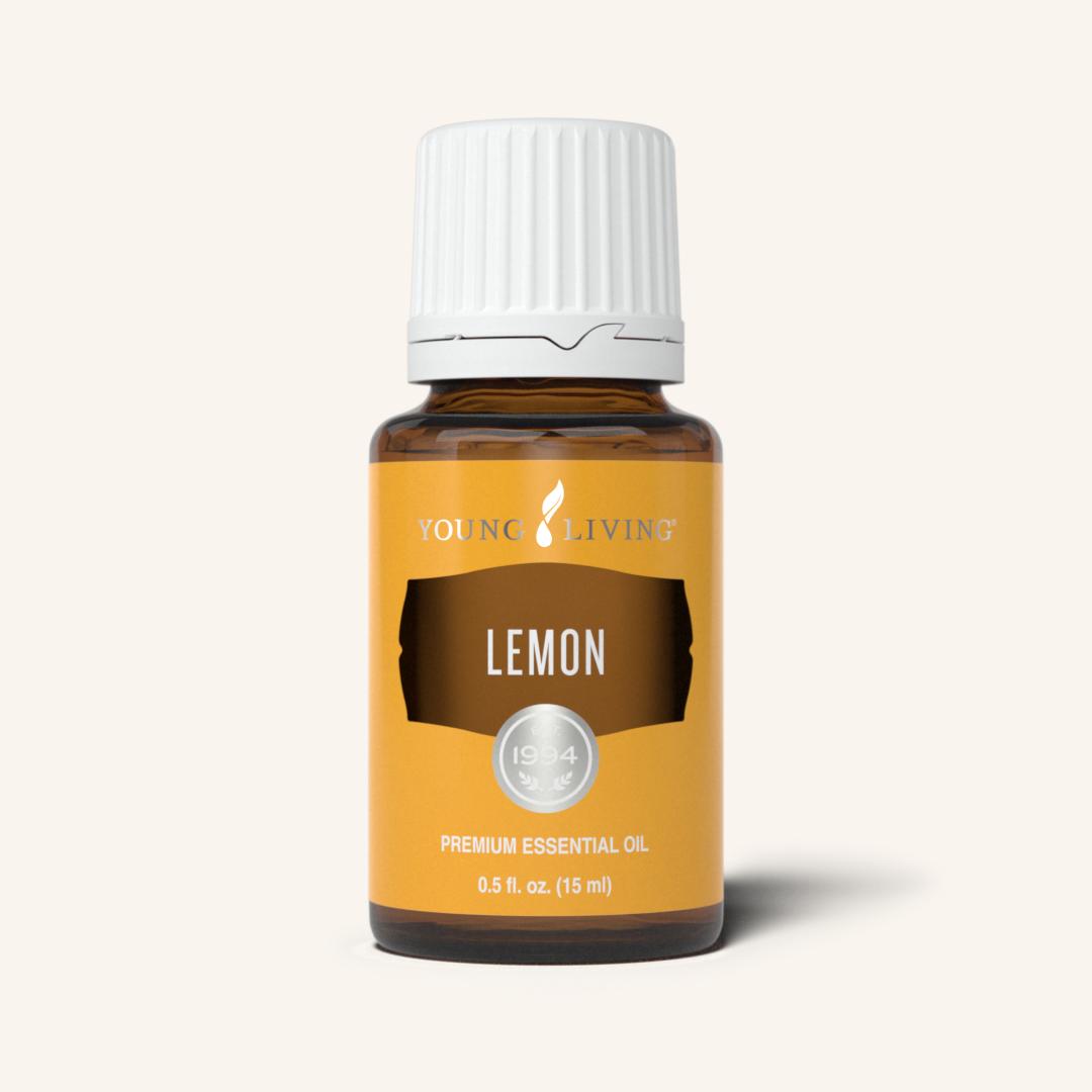 Young Living Lemon essential oil included in the Love of Lemons Wellness Gift Bundle by Vinyl & Oil.